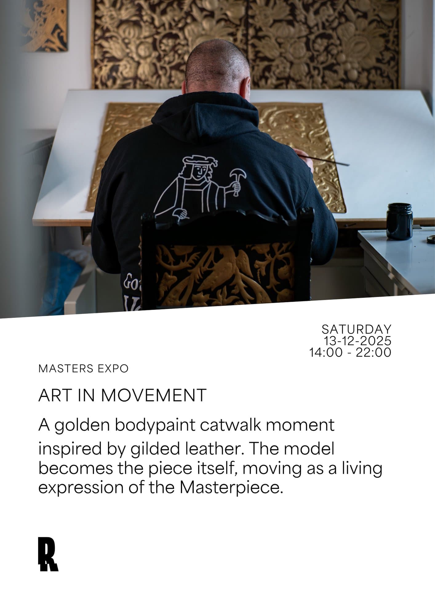 Art in Movement: golden bodypaint catwalk moment at Masters Expo