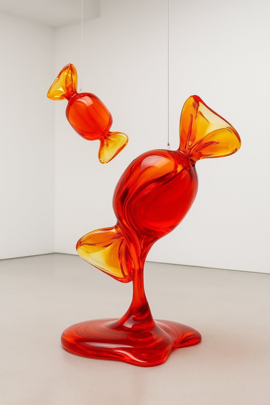 Candy sculptures melting onto the floor