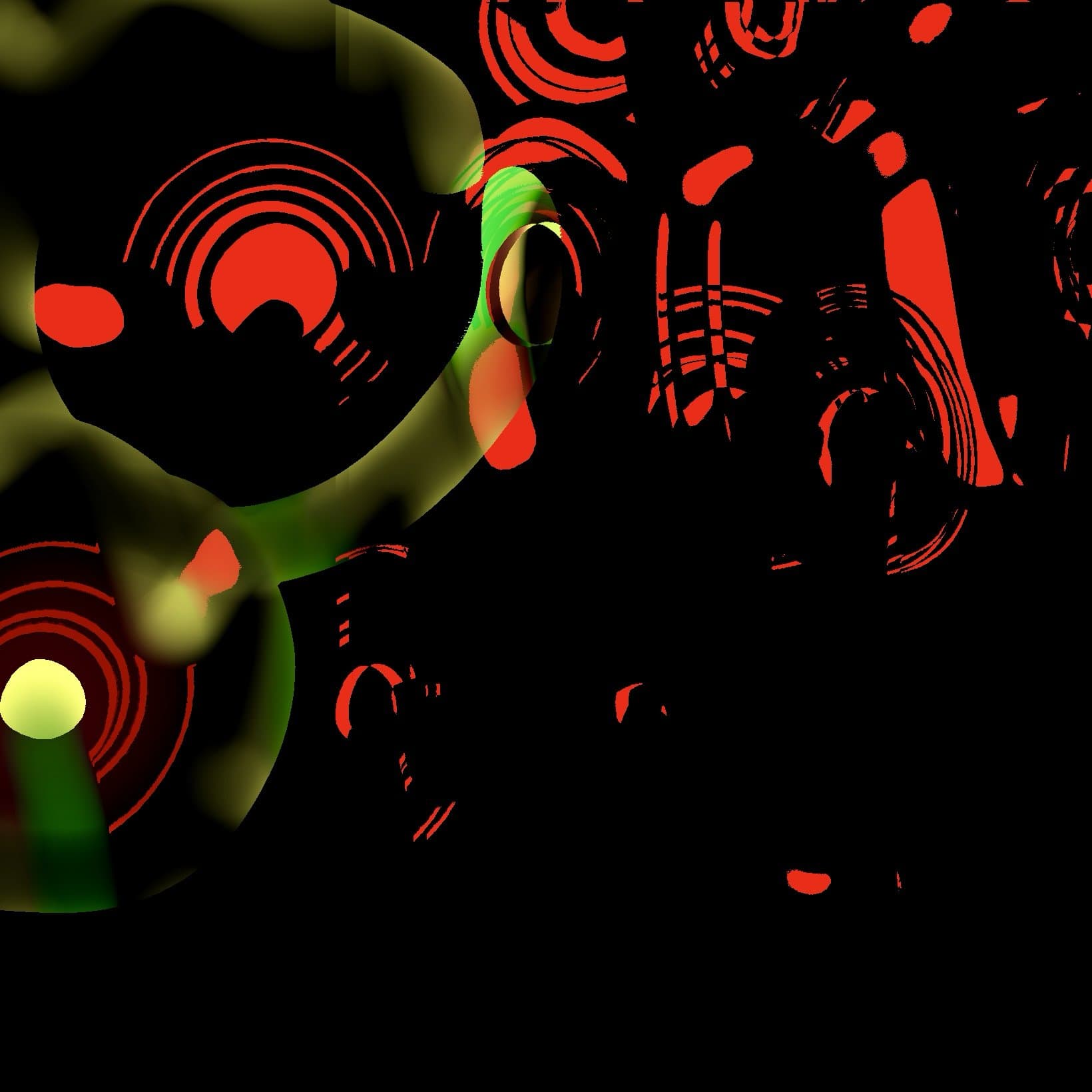 Source artwork: red rings and green forms